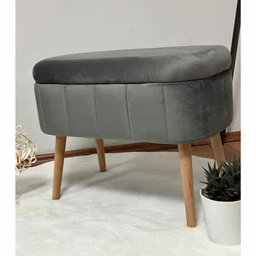 Heba Sittpuff med förvaring 60 cm - Antracit - Möbler - Fåtölj & stolar - Pall & puff - Sittpuff