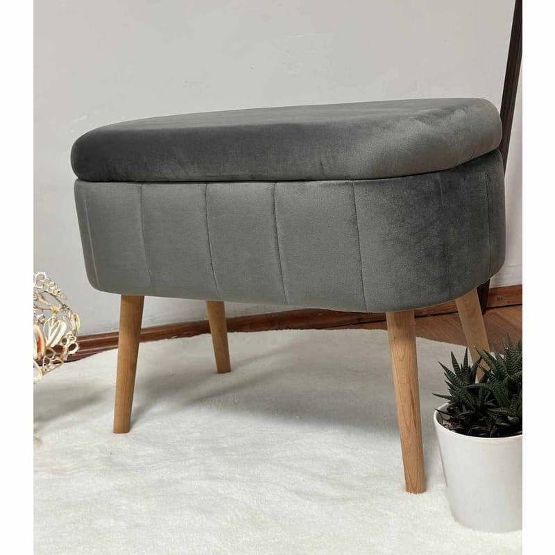 Heba Sittpuff med förvaring 60 cm - Antracit - Möbler - Fåtölj & stolar - Pall & puff - Sittpuff