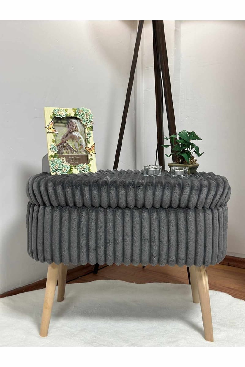 Heba Sittpuff med förvaring 60 cm - Antracit - Möbler - Fåtölj & stolar - Pall & puff - Sittpuff