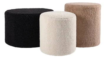 House Puff 35 cm Rund Teddy - Vit - Möbler - Fåtölj & stolar - Pall & puff - Sittpuff