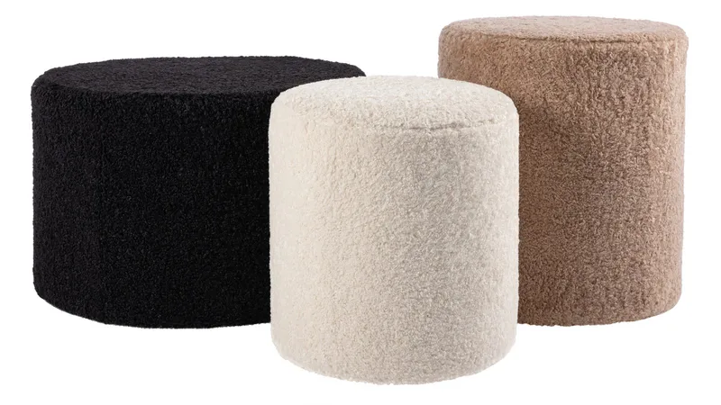 House Puff 35 cm Rund Teddy - Vit - Möbler - Fåtölj & stolar - Pall & puff - Sittpuff