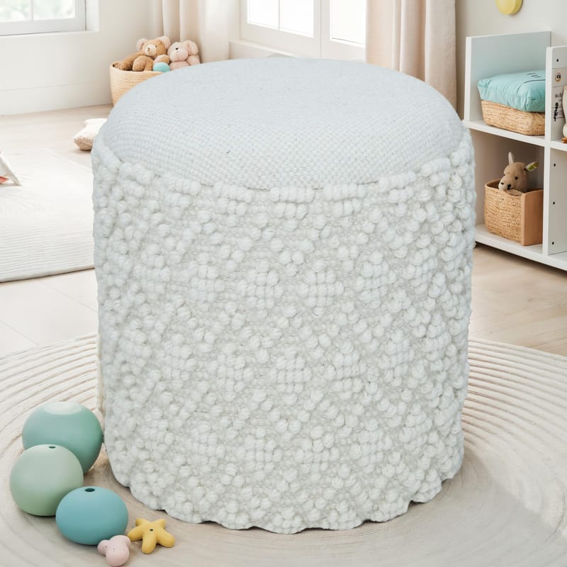 Ivoino Pall 40 cm - grå och gräddvit - Möbler - Fåtölj & stolar - Pall & puff - Fotpallar