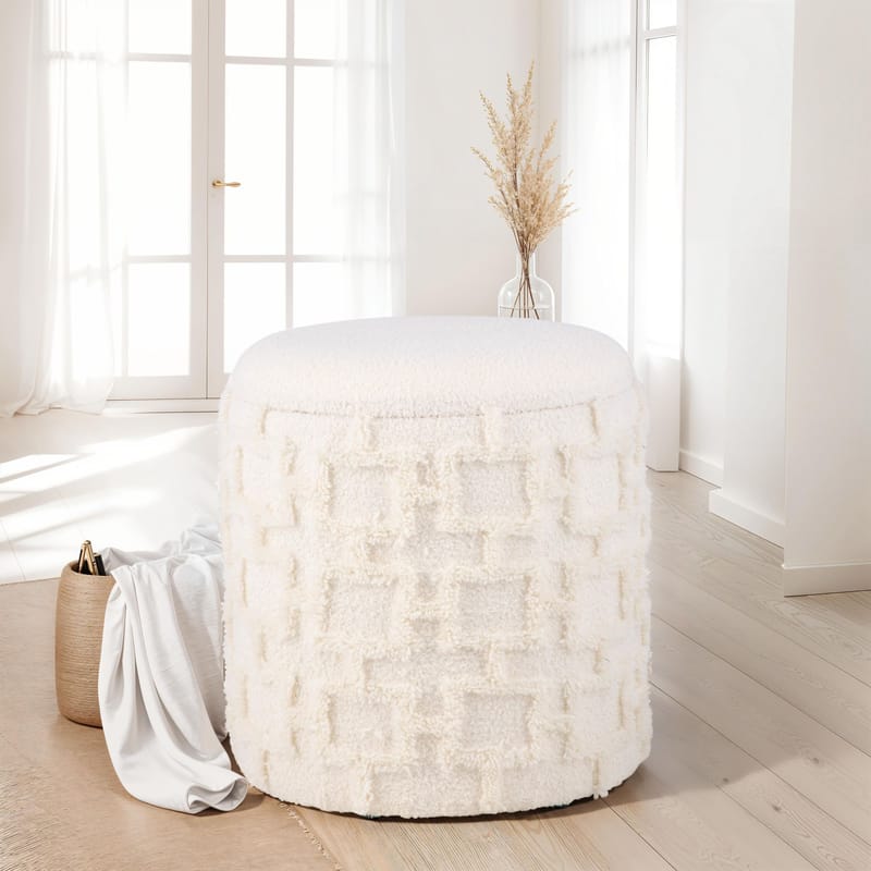 Ivoino Pall 40 cm - gräddvit med gråbruna inslag - Möbler - Fåtölj & stolar - Pall & puff - Fotpallar