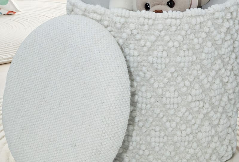 Ivoino Pall 40 cm - grå och gräddvit - Möbler - Fåtölj & stolar - Pall & puff - Fotpallar