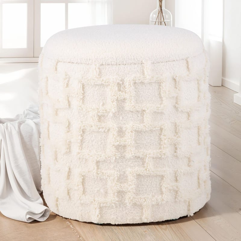 Ivoino Pall 40 cm - gräddvit med gråbruna inslag - Möbler - Fåtölj & stolar - Pall & puff - Fotpallar