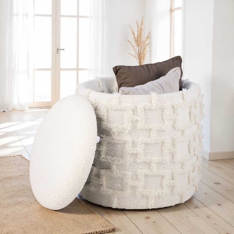 Ivoino Pall 40 cm - gräddvit med gråbruna inslag - Möbler - Fåtölj & stolar - Pall & puff - Fotpallar