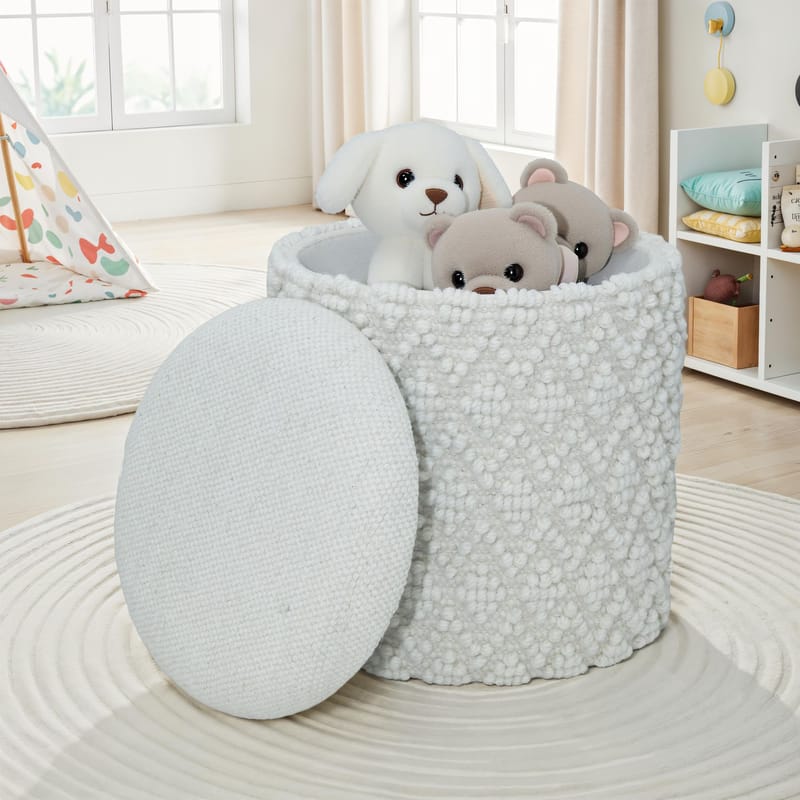 Ivoino Pall 40 cm - grå och gräddvit - Möbler - Fåtölj & stolar - Pall & puff - Fotpallar