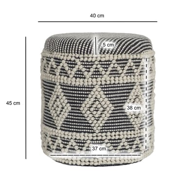 Ivoino Pall 40 cm - Svart/Vit - Möbler - Fåtölj & stolar - Pall & puff - Fotpallar