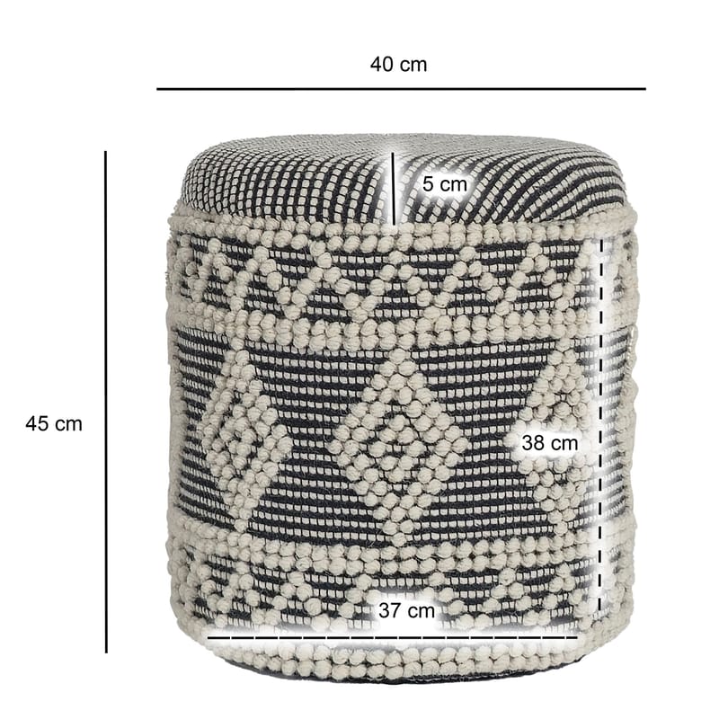Ivoino Pall 40 cm - Svart/Vit - Möbler - Fåtölj & stolar - Pall & puff - Fotpallar