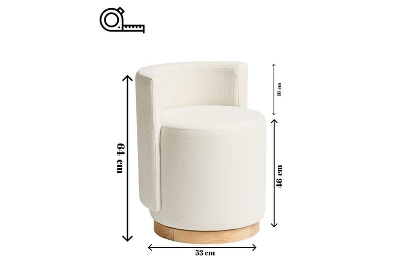 Kelran Fotpall 45 cm - Cream - Möbler - Fåtölj & stolar - Pall & puff - Fotpallar