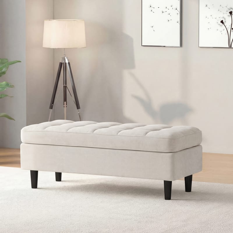 Lindhus Fotpall 120 cm i chenille - gräddvit - Möbler - Fåtölj & stolar - Pall & puff - Sittpuff
