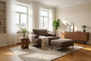 Menard Premium Fotpall i Tyg - Brun - Möbler - Fåtölj & stolar - Pall & puff - Fotpallar