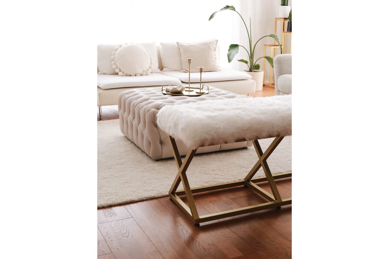 Murmu Sittpall 100 cm - Guld/Vit - Möbler - Fåtölj & stolar - Pall & puff - Fotpallar