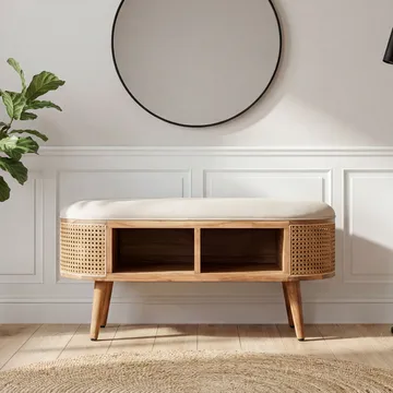 Nelor Sittbänk 90 cm med sits i wienerflätning - Möbler - Fåtölj & stolar - Pall & puff - Fotpallar