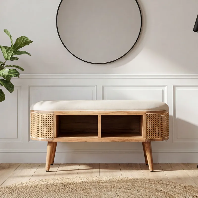 Nelor Sittbänk 90 cm med sits i wienerflätning - Möbler - Fåtölj & stolar - Pall & puff - Fotpallar