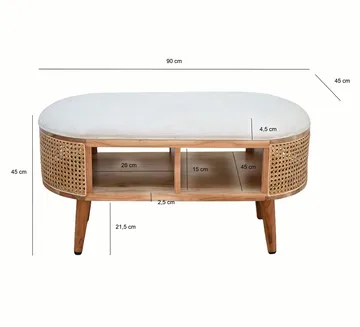 Nelor Sittbänk 90 cm med sits i wienerflätning - Möbler - Fåtölj & stolar - Pall & puff - Fotpallar