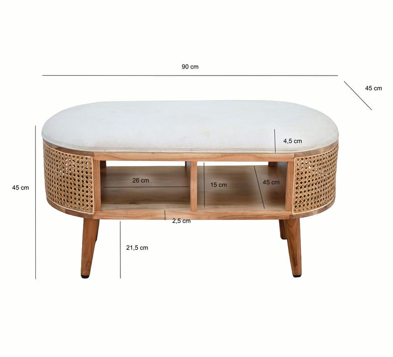 Nelor Sittbänk 90 cm med sits i wienerflätning - Möbler - Fåtölj & stolar - Pall & puff - Fotpallar