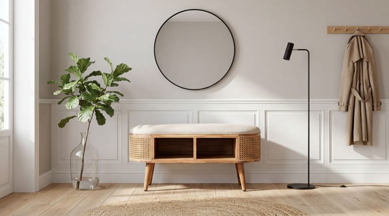 Nelor Sittbänk 90 cm med sits i wienerflätning - Möbler - Fåtölj & stolar - Pall & puff - Fotpallar