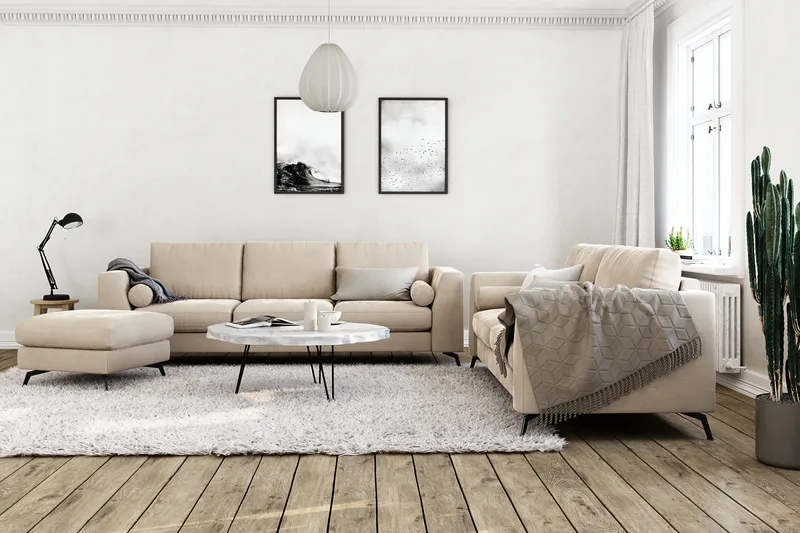Ocean Lyx Fotpall - Beige/Sammet - Möbler - Fåtölj & stolar - Pall & puff - Fotpallar