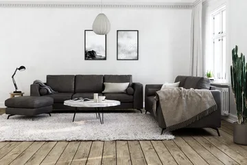 Ocean Lyx Fotpall - Svart/Läder - Möbler - Fåtölj & stolar - Pall & puff - Fotpallar