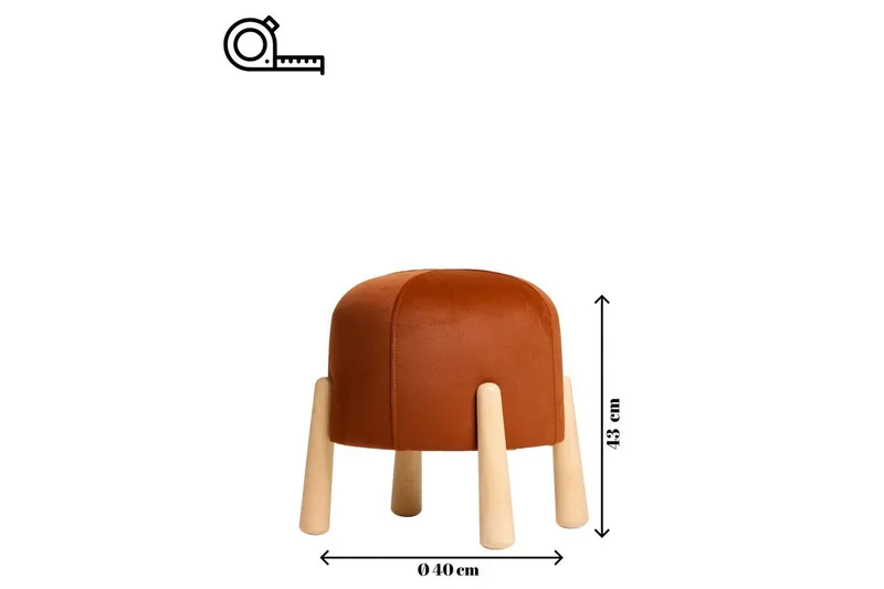 Orryn Fotpall 40 cm - Orange/Natur - Möbler - Fåtölj & stolar - Pall & puff - Fotpallar