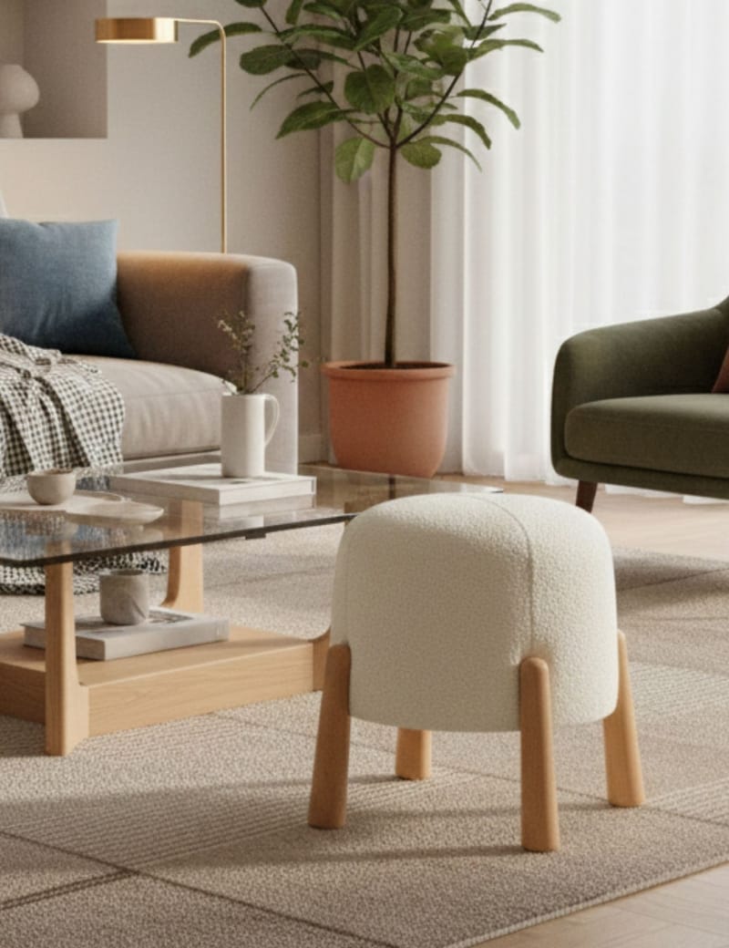 Orryn Sittpuff 40 cm Rund - Vit - Möbler - Fåtölj & stolar - Pall & puff - Sittpuff