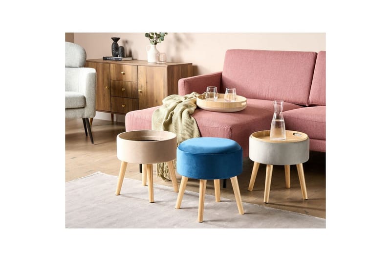 Pall Neely Blå - Blå - Möbler - Fåtölj & stolar - Pall & puff - Fotpallar