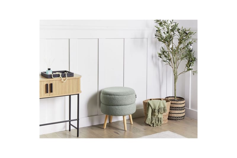 Pall Okaton Grönt/ljust trä - Grönt/ljust trä - Möbler - Fåtölj & stolar - Pall & puff - Fotpallar