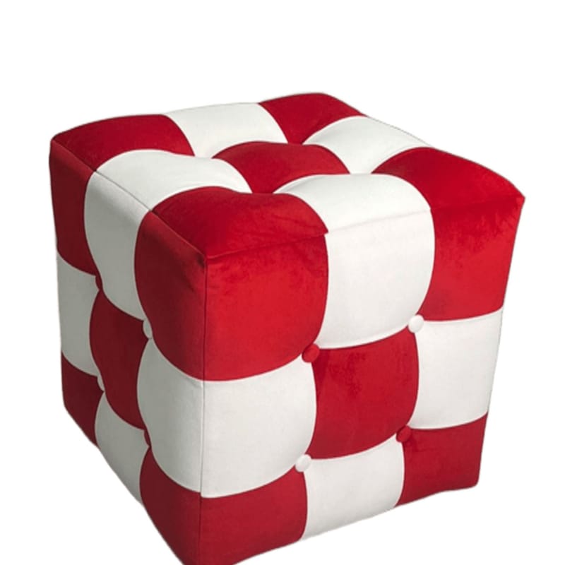 Peticire Sittpuff 42 cm - Röd och vit - Möbler - Fåtölj & stolar - Pall & puff - Sittpuff