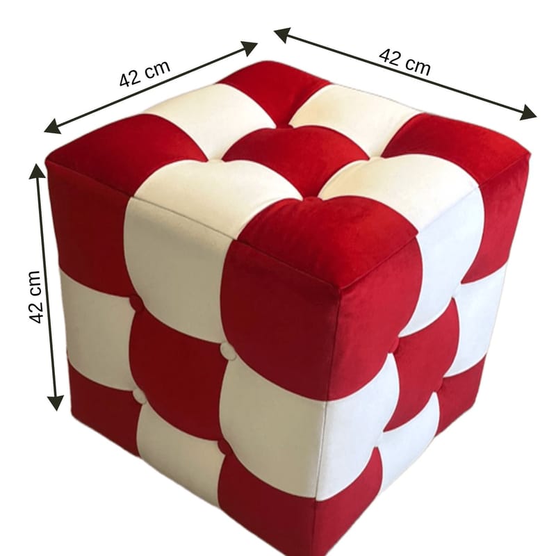 Peticire Sittpuff 42 cm - Röd och vit - Möbler - Fåtölj & stolar - Pall & puff - Sittpuff
