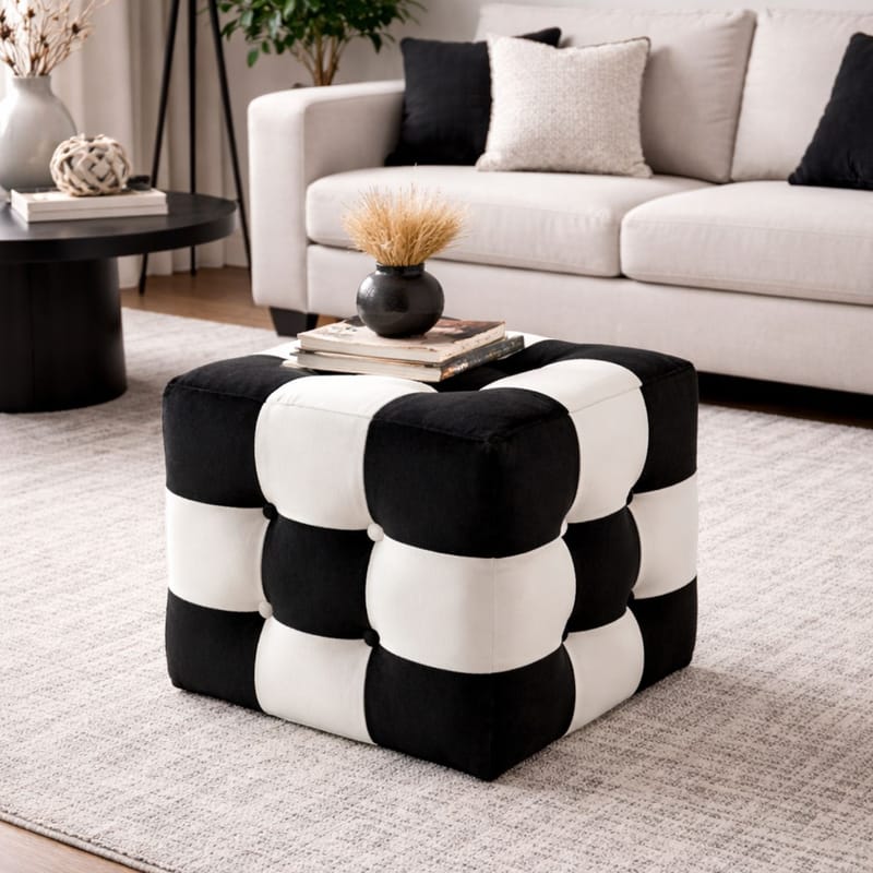 Peticire Sittpuff 42 cm - Svart/Vit - Möbler - Fåtölj & stolar - Pall & puff - Sittpuff