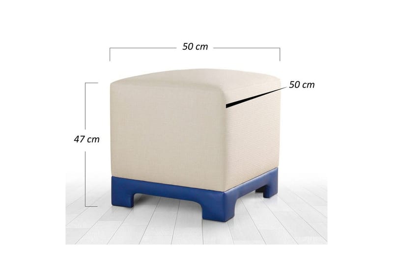 Puff Belarville Grädde / Blå - Grädde / Blå - Möbler - Fåtölj & stolar - Pall & puff - Sittpuff