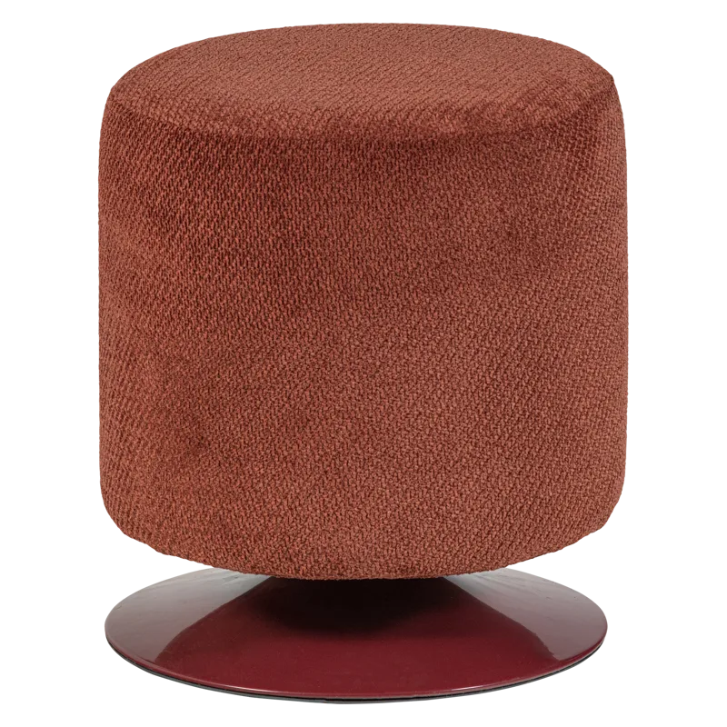 Puff med snurrfot Islen 39 cm Rund, Vinröd