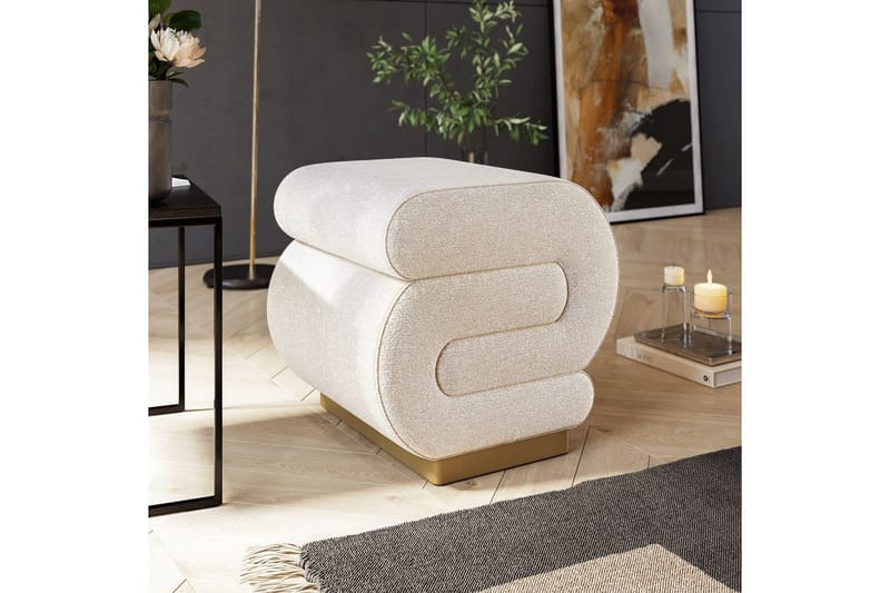 Puff Sanina Grädde - Cremevit - Möbler - Fåtölj & stolar - Pall & puff - Sittpuff