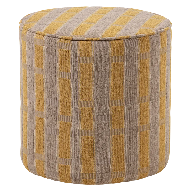 Puff Sarli 46 cm Rund, Taupe/Gul