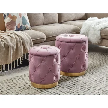 Puff Pueblo 2-pack - Rosa, guld - Möbler - Fåtölj & stolar - Pall & puff - Sittpuff