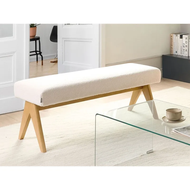 Sängbänk Tamre - Vit, ljust trä - Möbler - Fåtölj & stolar - Pall & puff - Fotpallar