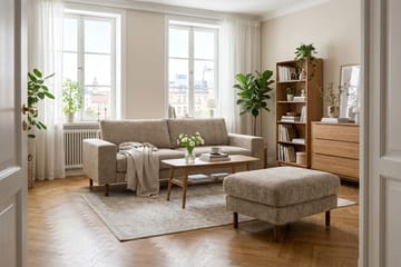 Scandi Fotpall i Chenille - Mörkbeige - Möbler - Fåtölj & stolar - Pall & puff - Fotpallar