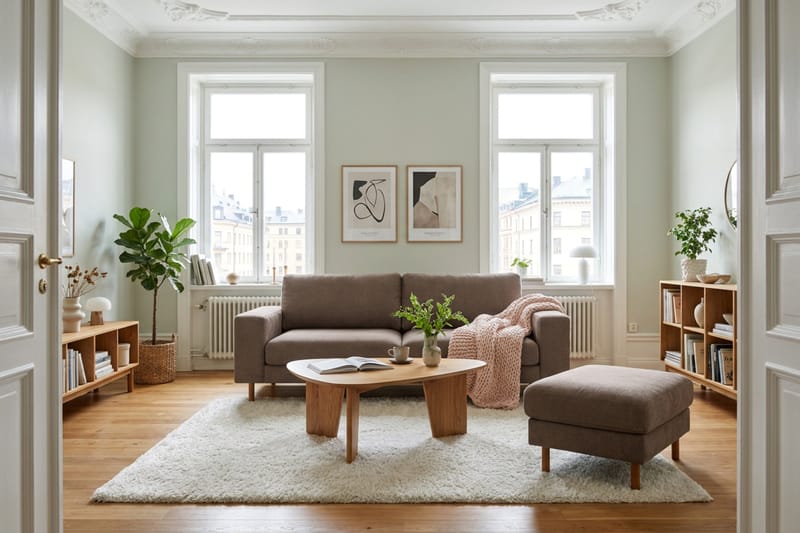 Scandi Fotpall i Tyg - Mörkbrun - Möbler - Fåtölj & stolar - Pall & puff - Fotpallar