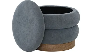 Selvaro Puff med förvaring 50 cm Rund - Blå - Möbler - Fåtölj & stolar - Pall & puff - Sittpuff