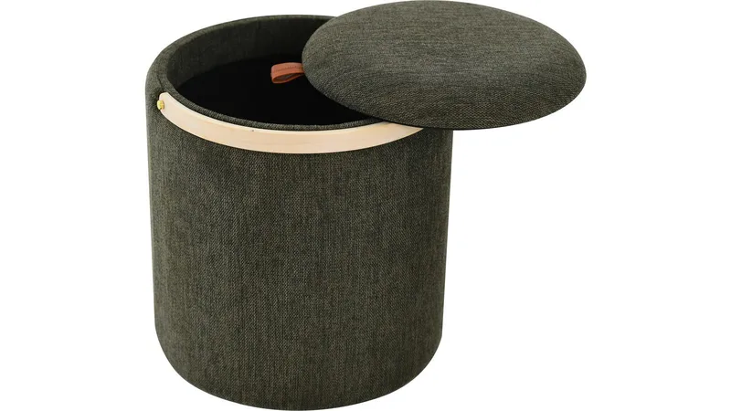 Serano Puff med trähandtag 40 cm Rund - Grön - Möbler - Fåtölj & stolar - Pall & puff - Sittpuff