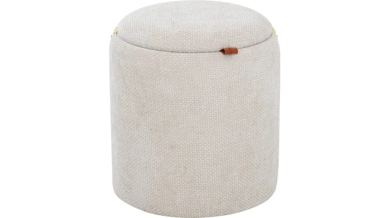 Serano Puff med trähandtag 40 cm Rund, Beige