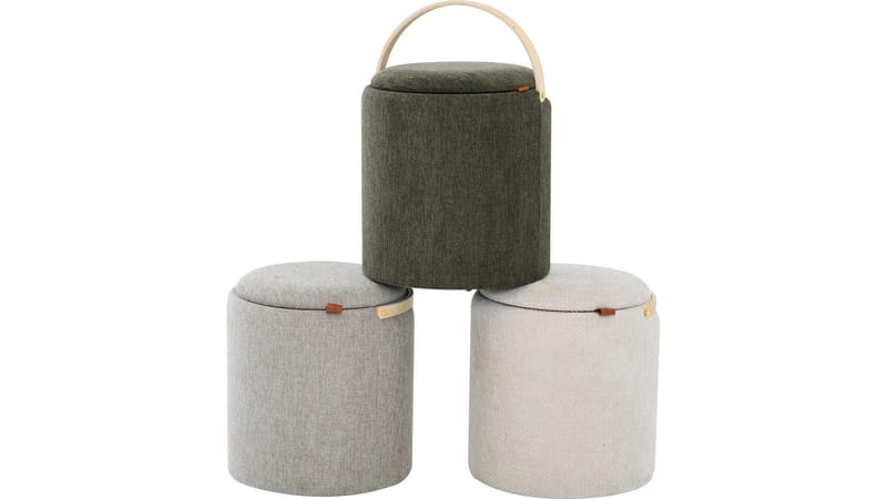 Serano Puff med trähandtag 40 cm Rund - Grön - Möbler - Fåtölj & stolar - Pall & puff - Sittpuff