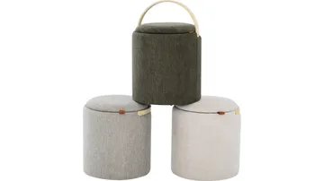 Serano Puff med trähandtag 40 cm Rund - Grön - Möbler - Fåtölj & stolar - Pall & puff - Sittpuff