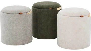 Serano Puff med trähandtag 40 cm Rund - Beige - Möbler - Fåtölj & stolar - Pall & puff - Sittpuff