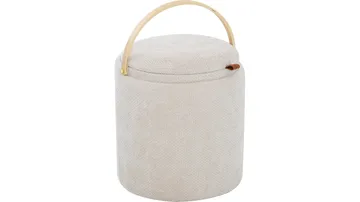 Serano Puff med trähandtag 40 cm Rund - Beige - Möbler - Fåtölj & stolar - Pall & puff - Sittpuff