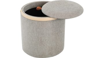 Serano Puff med trähandtag 40 cm Rund - Grå - Möbler - Fåtölj & stolar - Pall & puff - Sittpuff