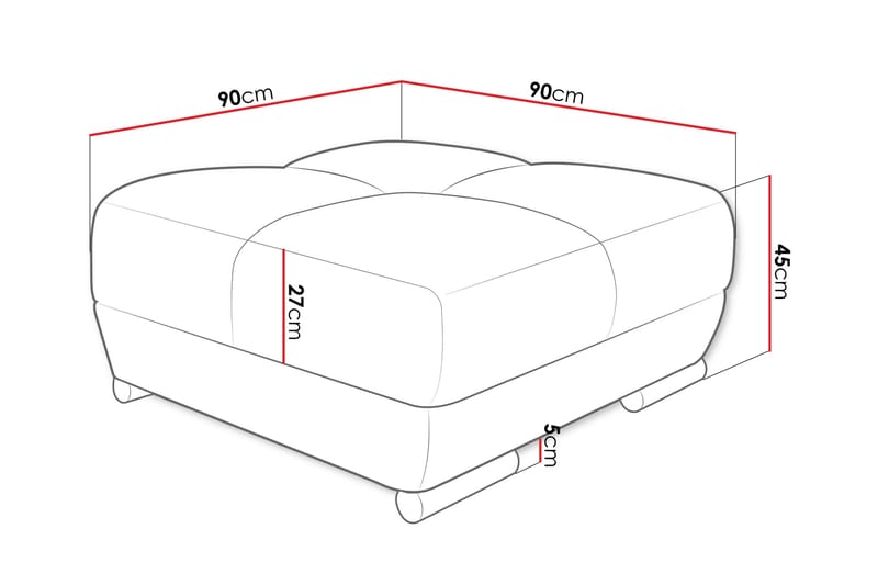 Simerly Fotpall 90 cm - Ljusgrå - Möbler - Fåtölj & stolar - Pall & puff - Fotpallar