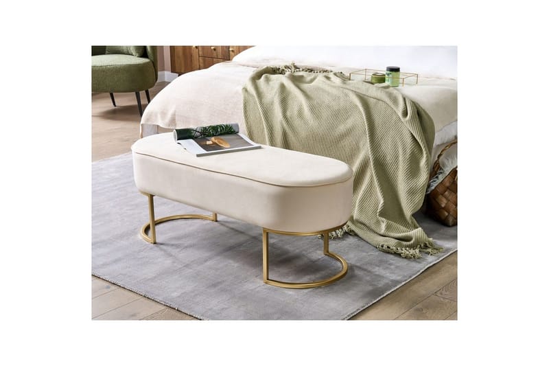Sittbänk Milry Krämvit/guld - Krämvit/guld - Möbler - Fåtölj & stolar - Pall & puff - Fotpallar