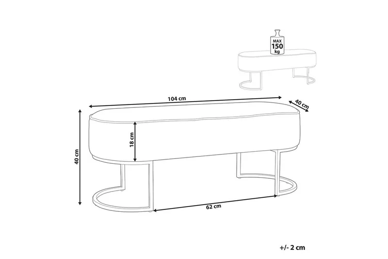 Sittbänk Milry Krämvit/guld - Krämvit/guld - Möbler - Fåtölj & stolar - Pall & puff - Fotpallar